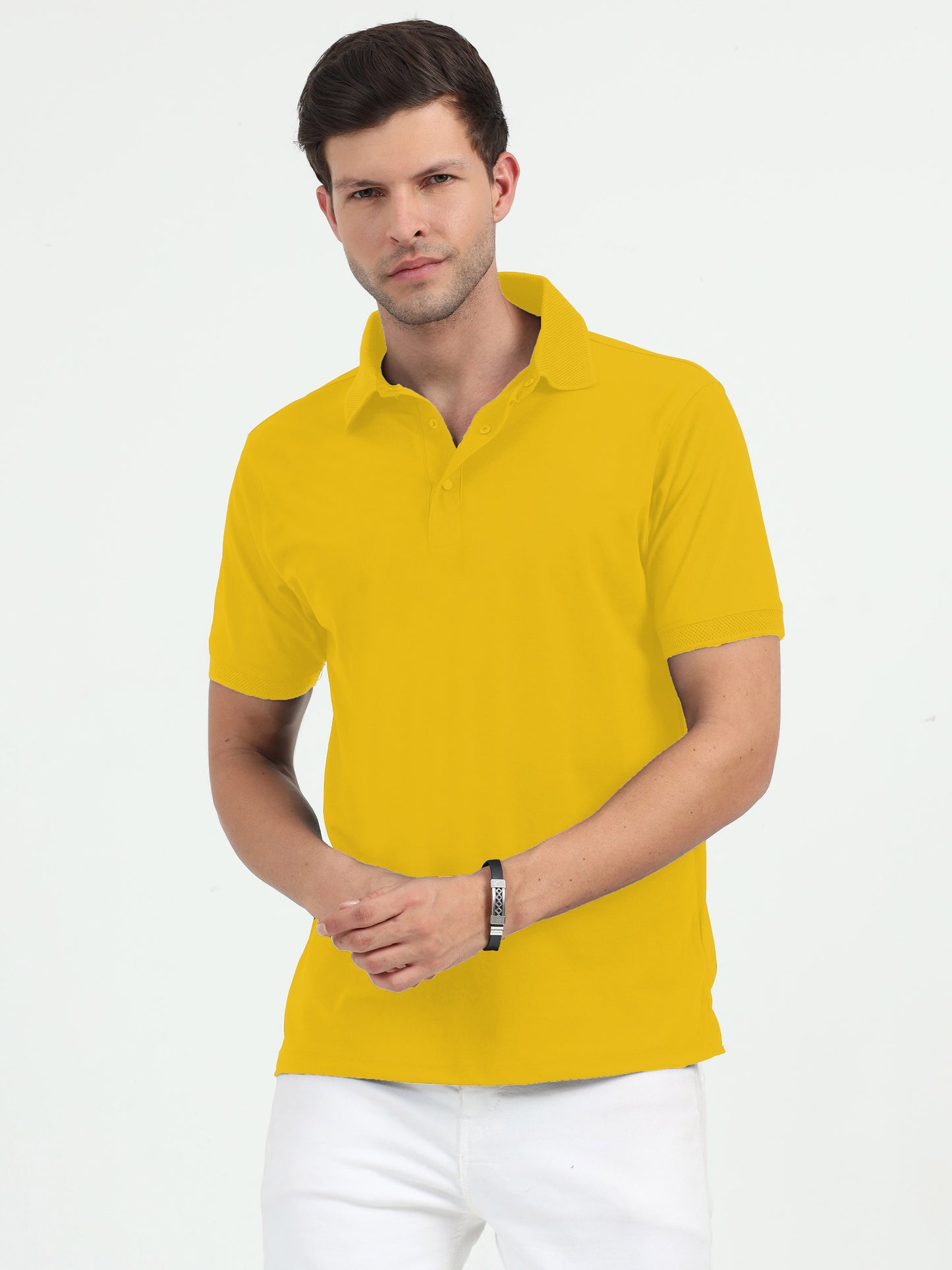 NuMode DryFit Jaquard Collar Polo - Yellow