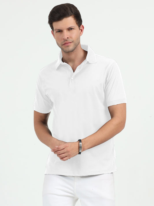 NuMode DryFit Jaquard Collar Polo - White