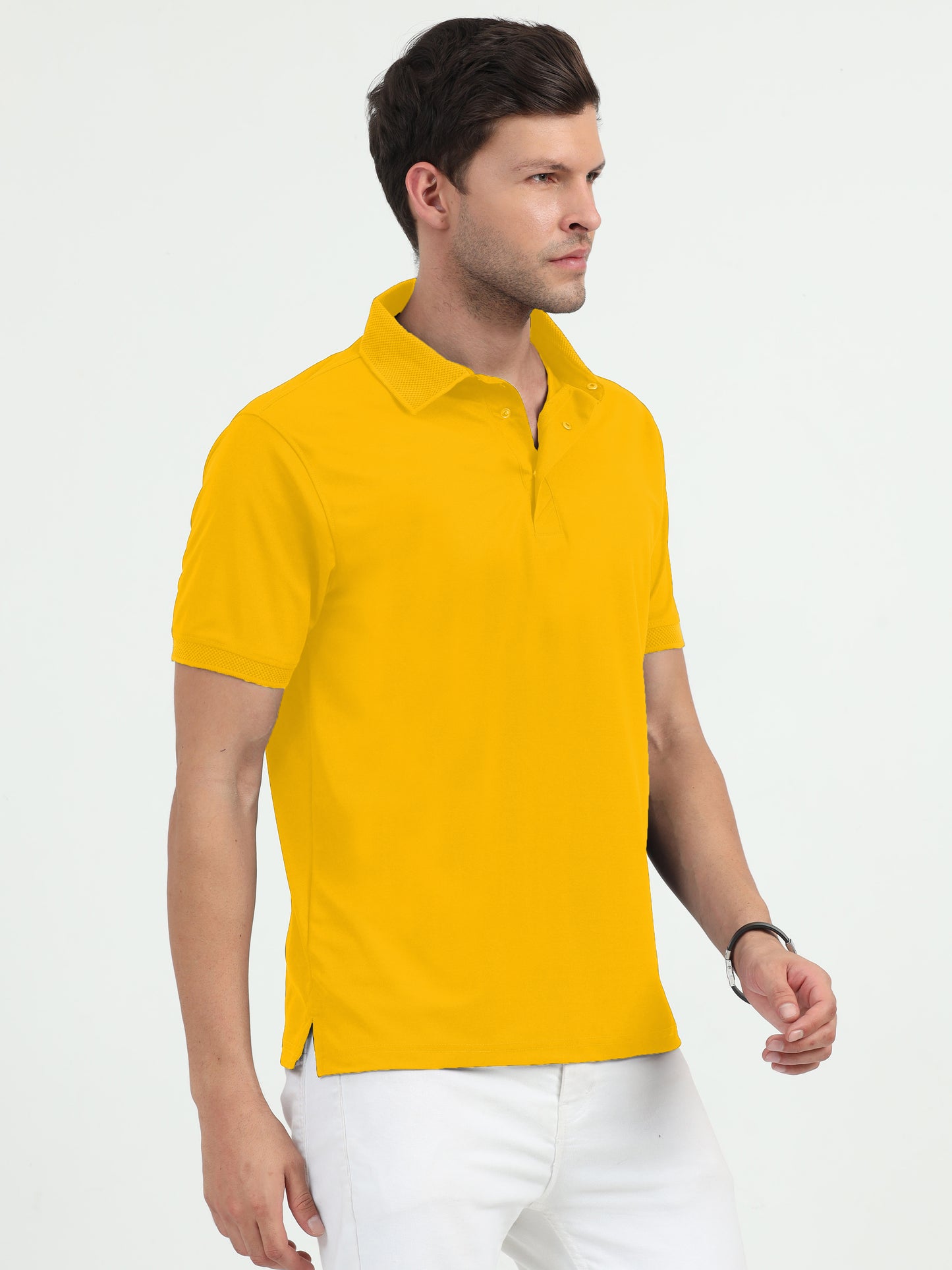 NuMode DryFit Jaquard Collar Polo - Yellow