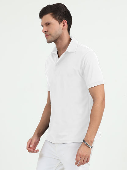 NuMode DryFit Jaquard Collar Polo - White