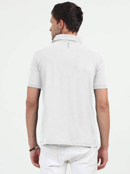 NuMode DryFit Jaquard Collar Polo - White