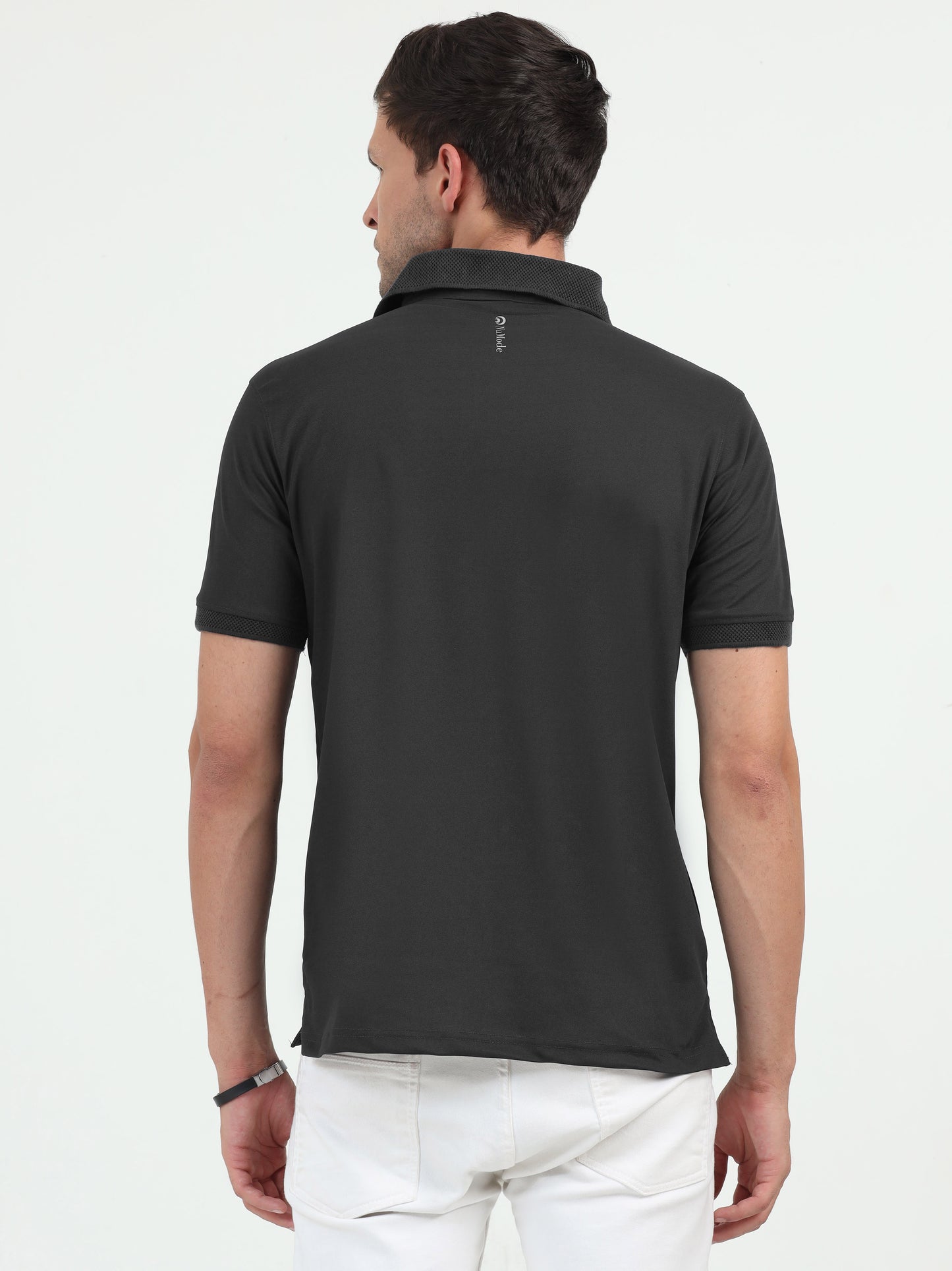 NuMode DryFit Jaquard Collar Polo - Black