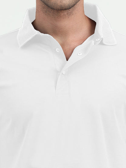 NuMode DryFit Jaquard Collar Polo - White