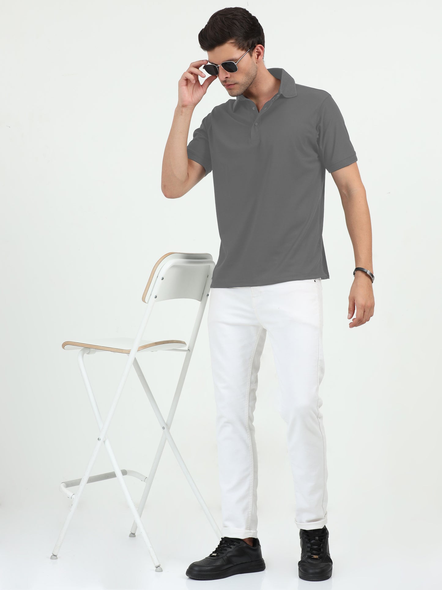 NuMode DryFit Jaquard Collar Polo - Grey